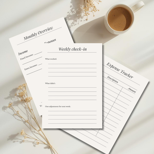 Calm Money Reset - Minimal Monthly Planner (Digital + Print) - LunarHeartCo
