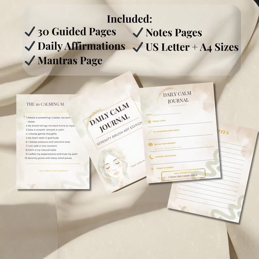 Daily Calm Journal — 30-Day Guided Workbook (Digital Download + Wire-O Print Edition) - LunarHeartCo
