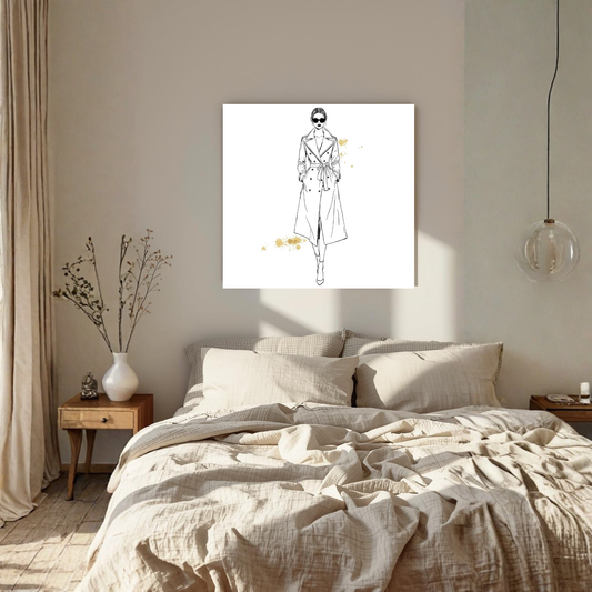 Minimal Line-Art Elegant Woman – 16×16 Fashion Canvas Wall Art - LunarHeartCo