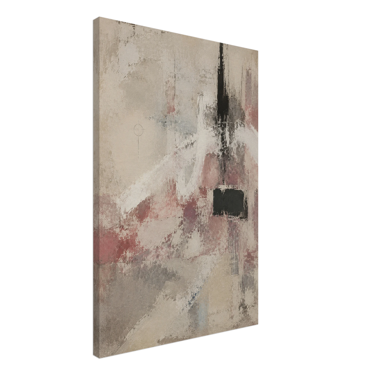 Side perspective of The Unsaid canvas showing the hand-stretched gallery-wrapped construction.