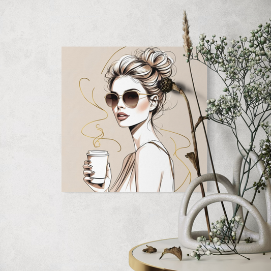 LunarHeartCo LINE STUDY M1 Moment Canvas wall art, 16x16 inches, featuring abstract line design on a textured canvas.