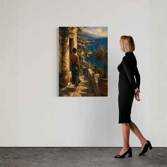 Museum quality wall art print of Mediterranean Studies — Arrival by LunarHeartCo, featuring vibrant colors and detailed design.