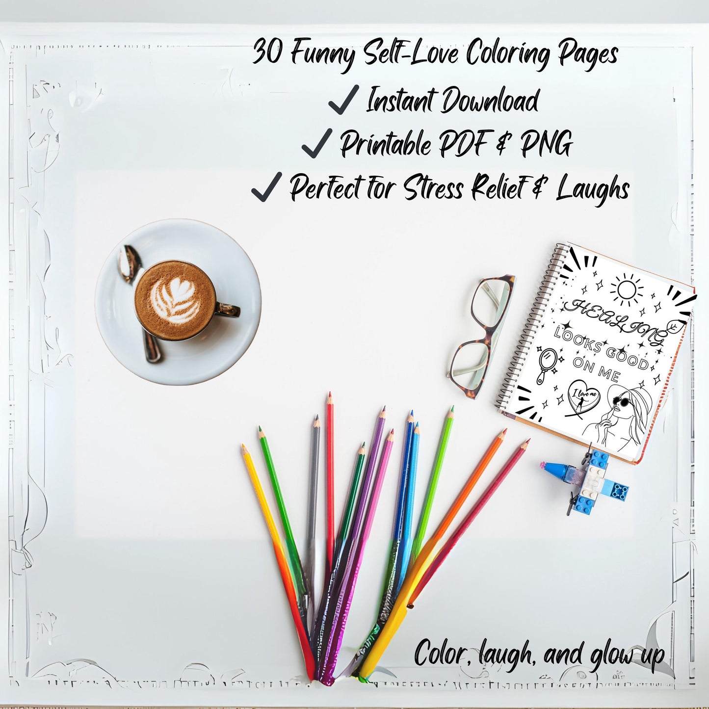 Color Me Unbothered | Funny Self-Love Coloring Book for Adults (30 Pages, PDF Download) 🎨✨ - LunarHeartCo