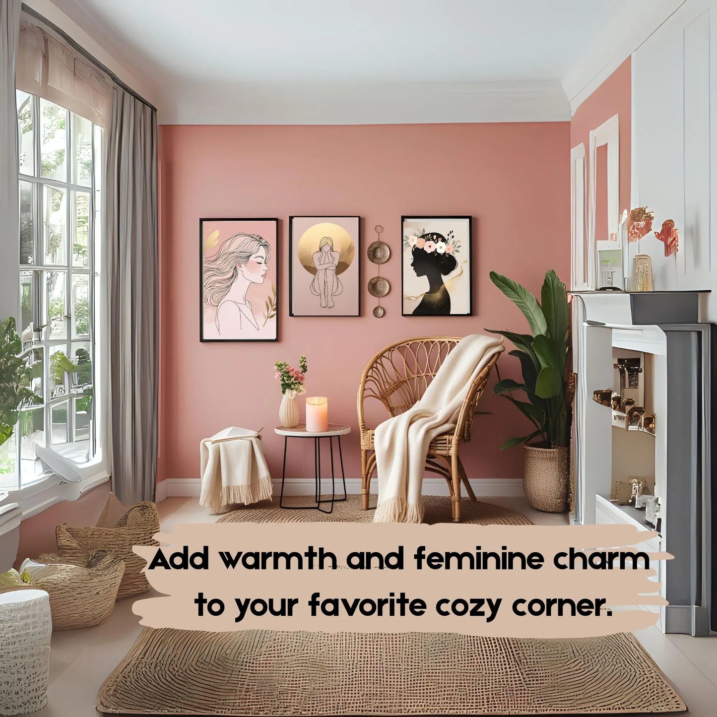 Feminine Line Art Wall Art Set (5 Prints) | Minimalist Blush & Beige Digital Download 🌸✨ - LunarHeartCo