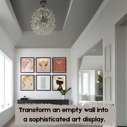 Feminine Line Art Wall Art Set (5 Prints) | Minimalist Blush & Beige Digital Download 🌸✨ - LunarHeartCo