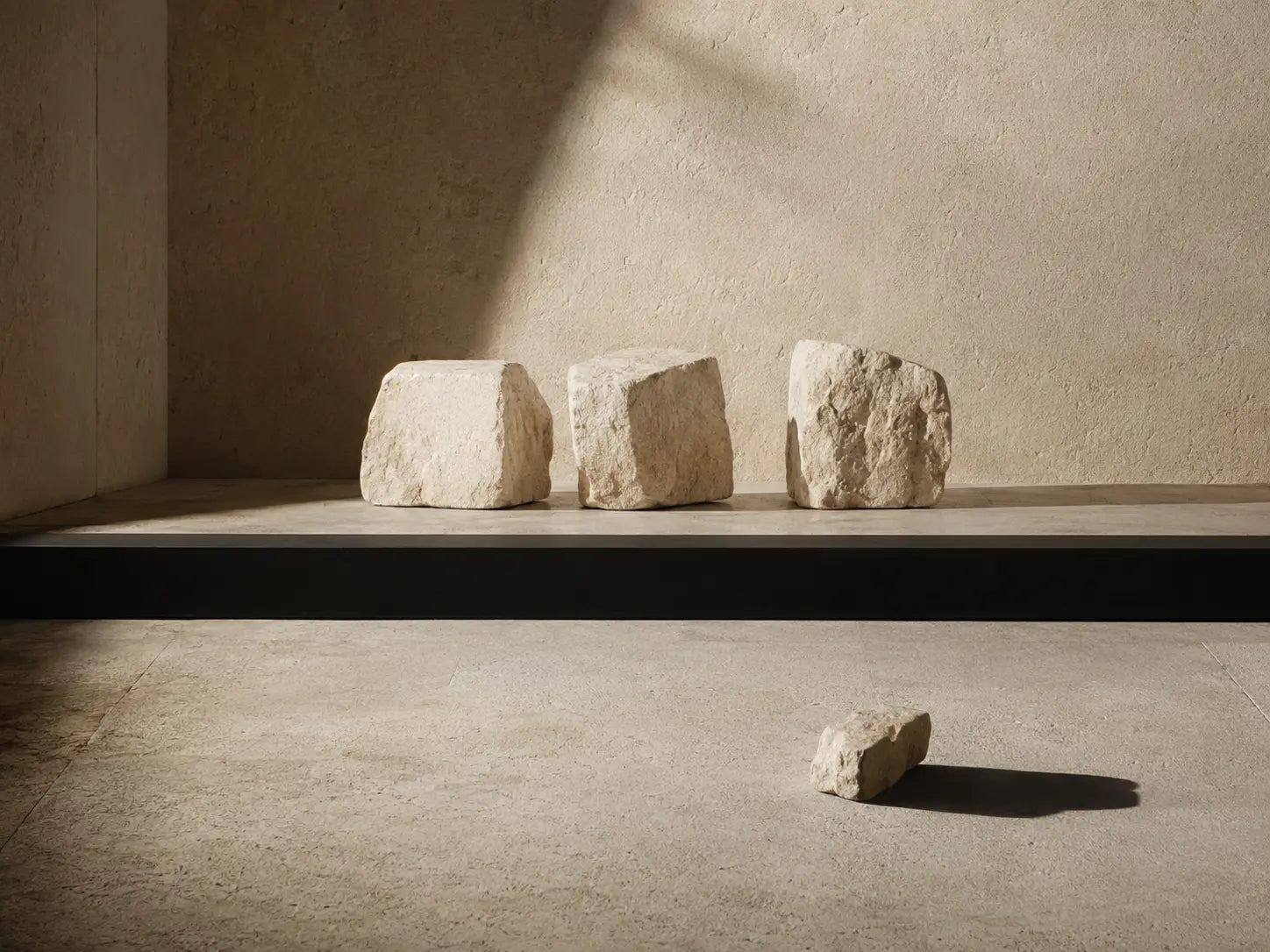 Stone forms and a crossed black threshold representing consequences after a boundary