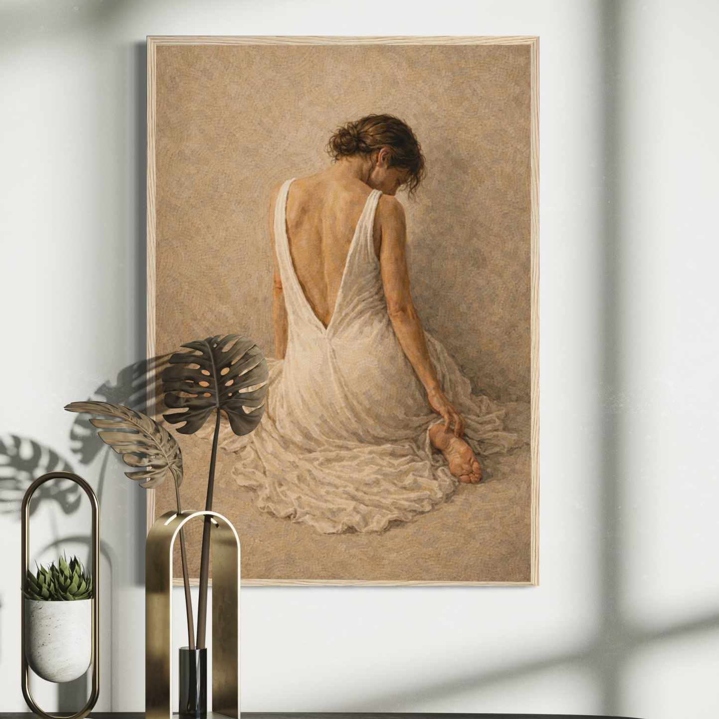 Framed art print titled "Stillness, Held II — Resting" by LunarHeartCo featuring a serene, abstract design in soft tones.