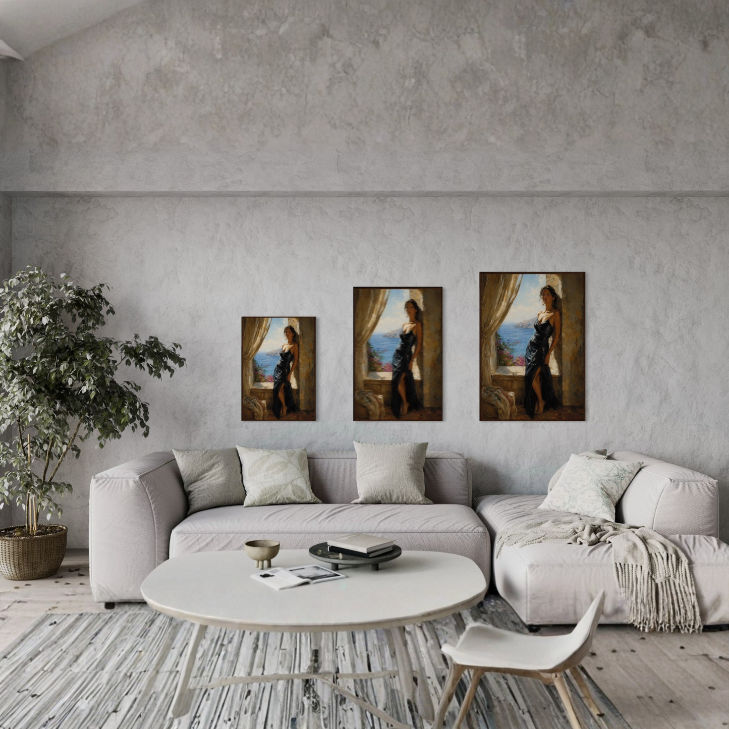 The Alcove Mediterranean framed art print displayed in a calm luxury interior.