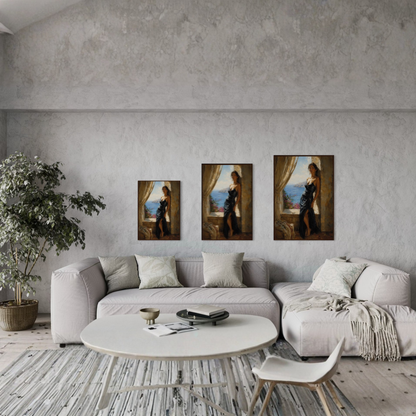 The Alcove Mediterranean framed art print displayed in a calm luxury interior.
