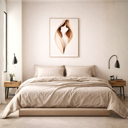 LunarHeartCo BODY CUT II Study Print wall art featuring abstract geometric shapes and bold black and white design.