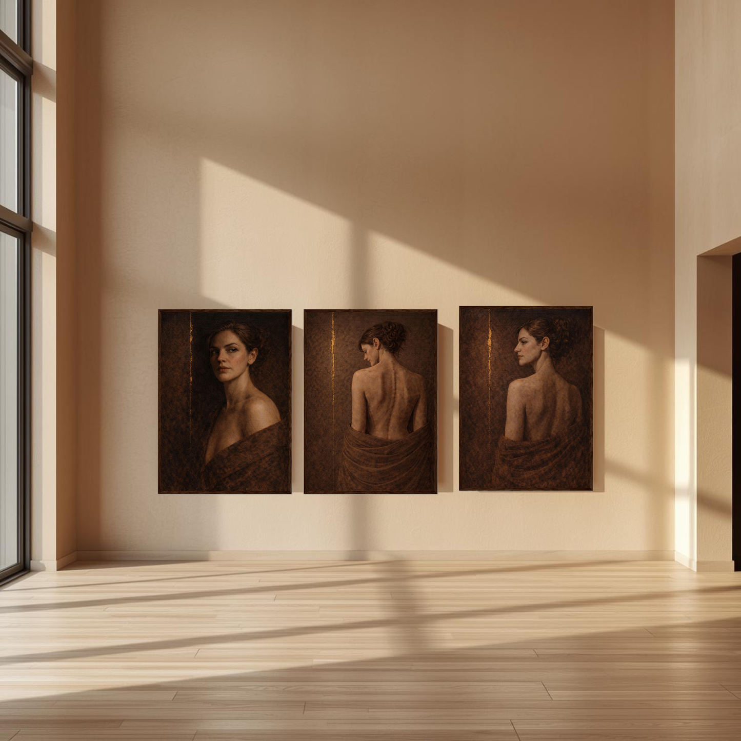 Fault Line — Complete 3-Piece Series, Contemporary Figurative Framed Art (50×70 cm) - LunarHeartCo