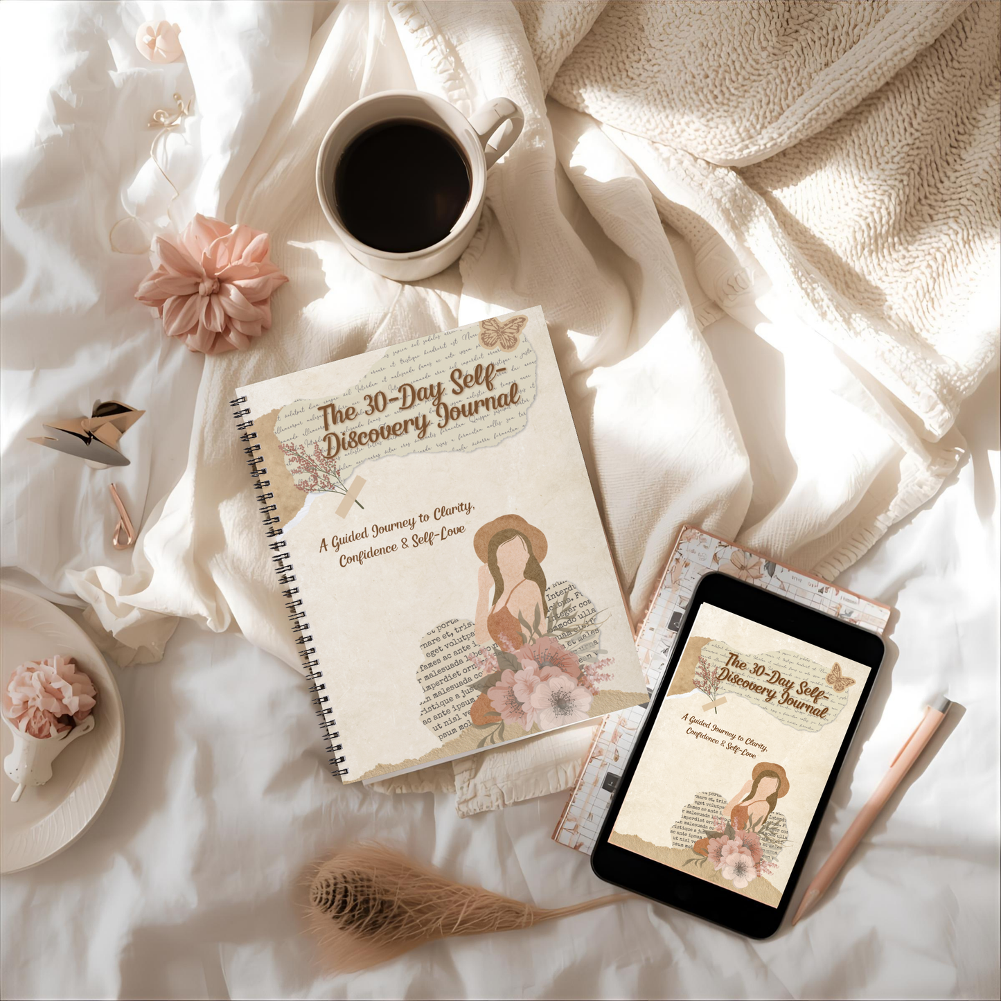 30-Day Self-Discovery Journal — Guided Healing Workbook for Women (Digital PDF + Wire-O Printed Edition) - LunarHeartCo