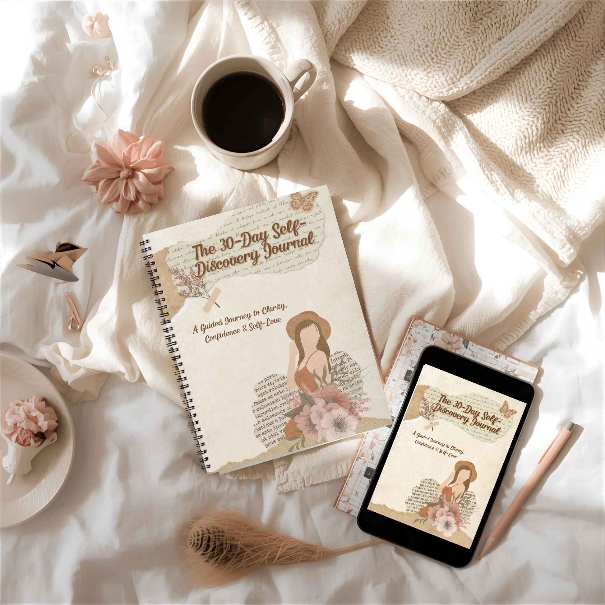 30-Day Self-Discovery Journal — Guided Healing Workbook for Women (Digital PDF + Wire-O Printed Edition) - LunarHeartCo