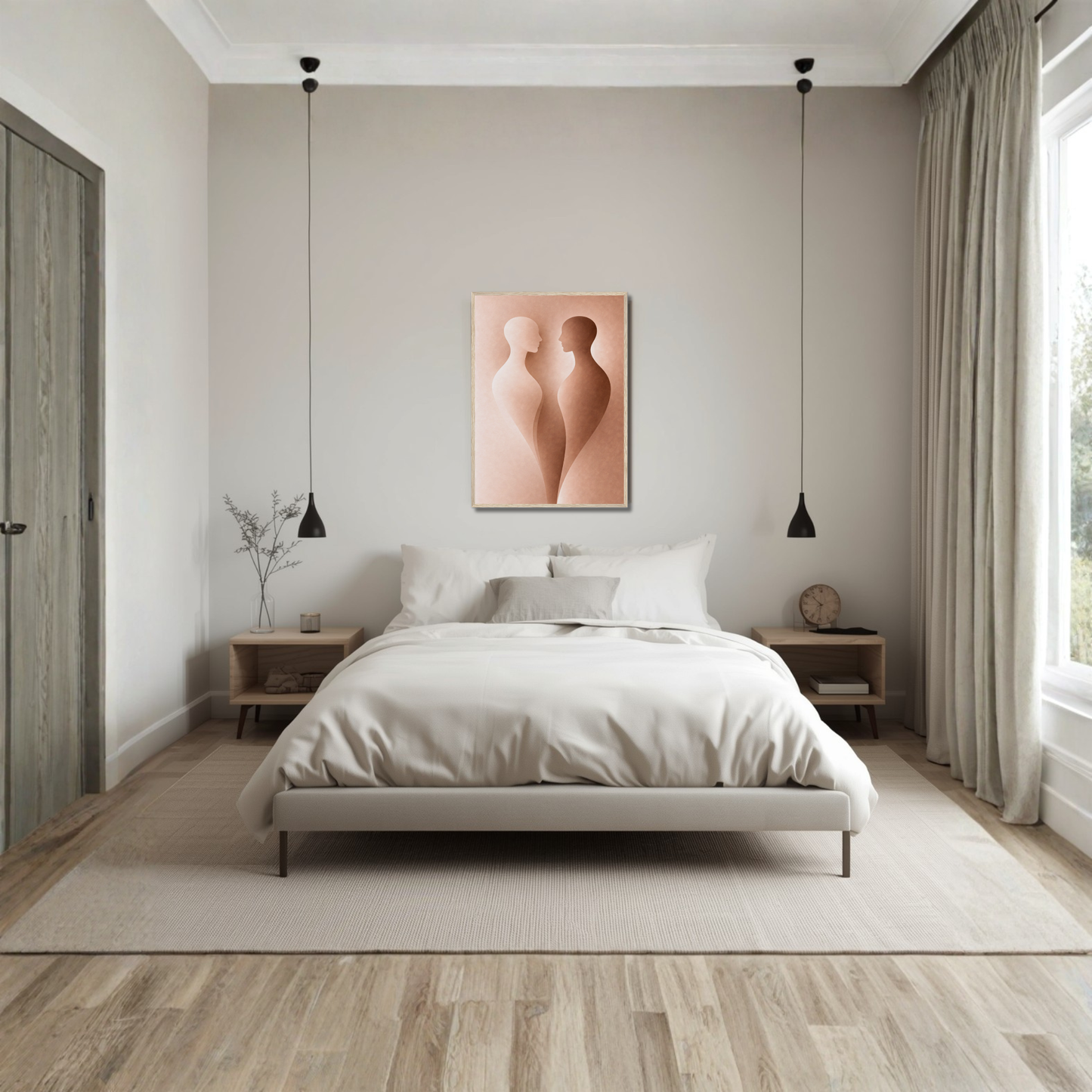 Framed art "Internal Form II — Alignment" by LunarHeartCo featuring abstract geometric shapes in neutral tones.