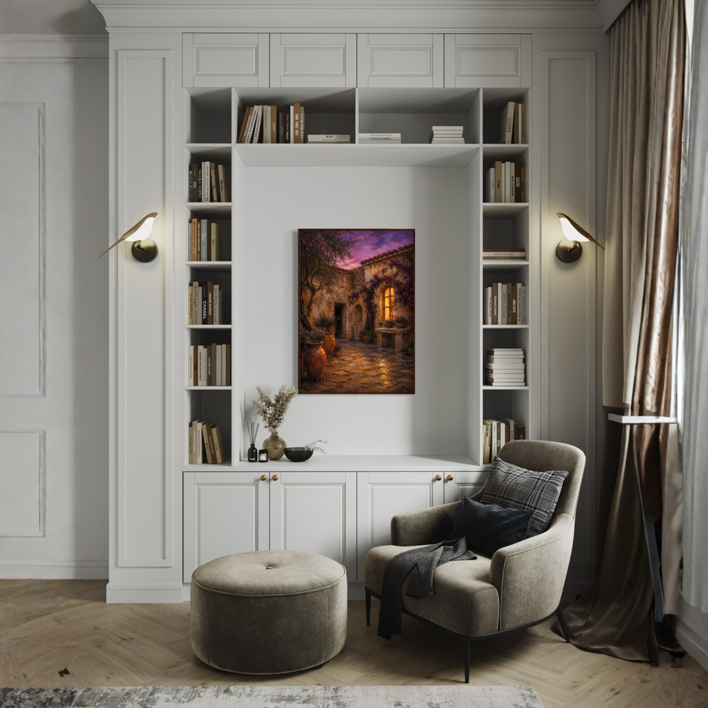 MEDITERRANEAN STUDIES — Night Courtyard, Framed Art Print