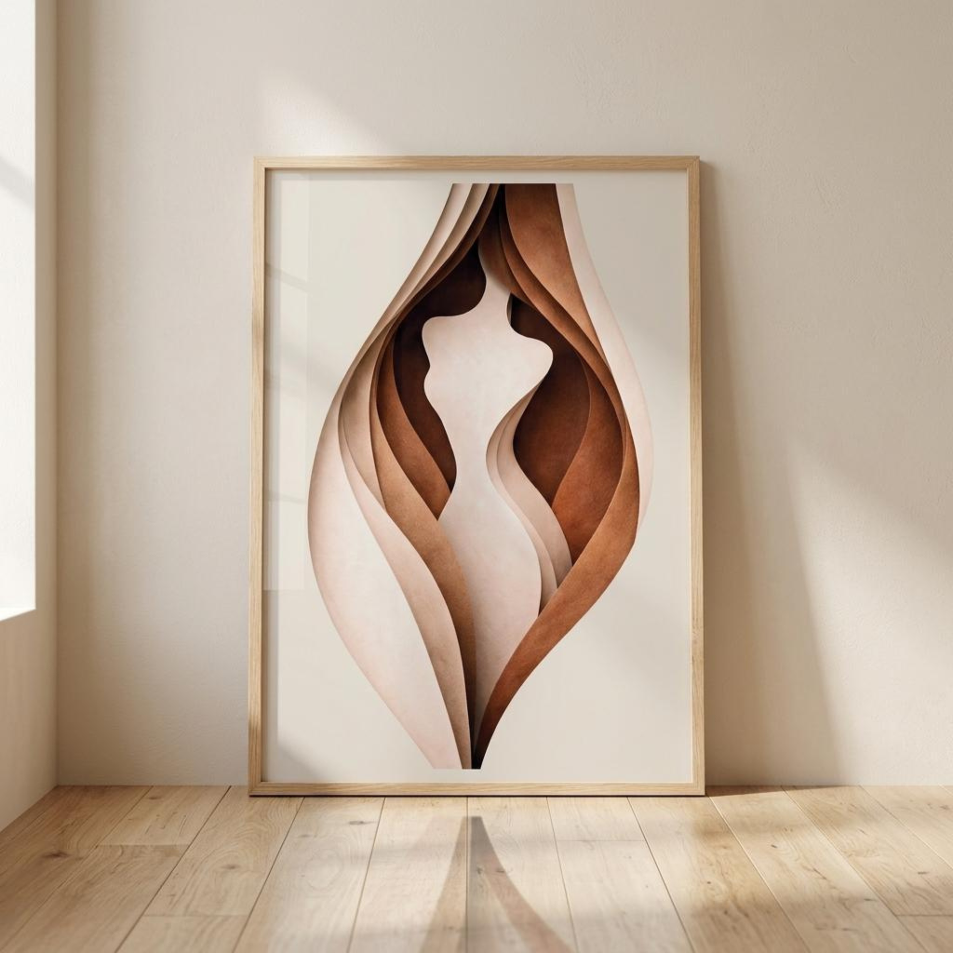 LunarHeartCo BODY CUT III Study Print wall art featuring abstract geometric shapes in muted tones on a white background