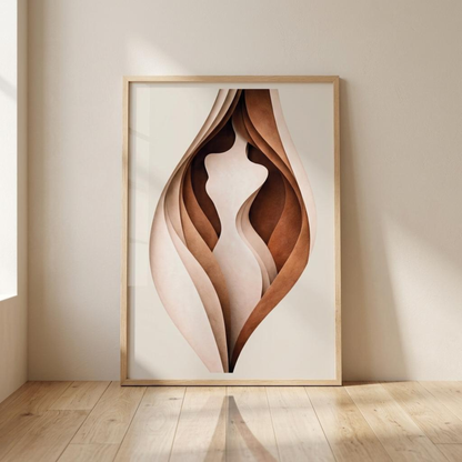 LunarHeartCo BODY CUT III Study Print wall art featuring abstract geometric shapes in muted tones on a white background