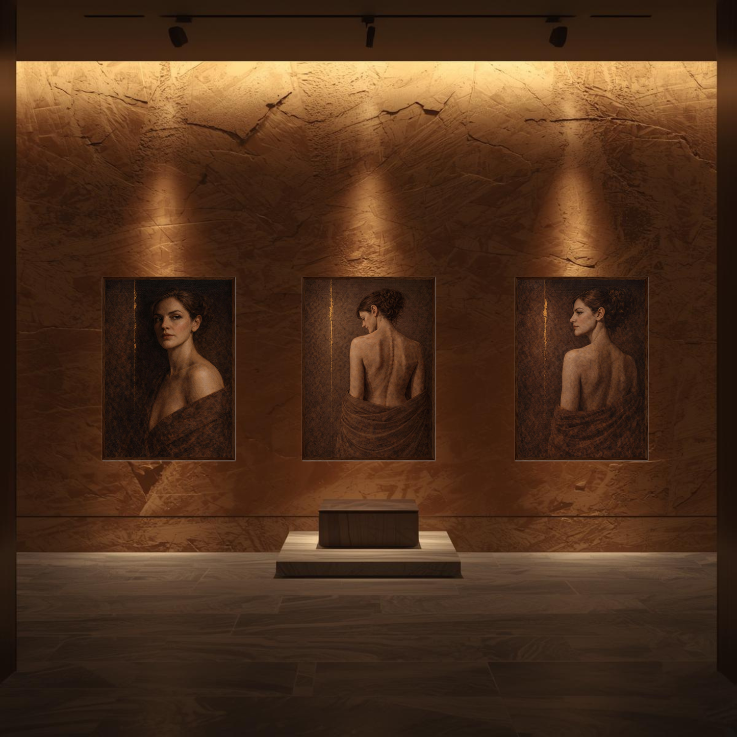 Fault Line — Complete 3-Piece Series, Contemporary Figurative Framed Art (50×70 cm) - LunarHeartCo