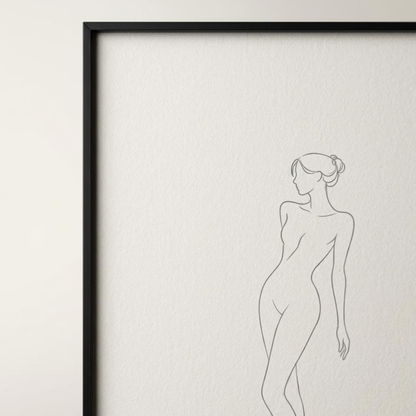 LunarHeartCo LINE STUDY II wall art print featuring minimalist line art design on a white background.