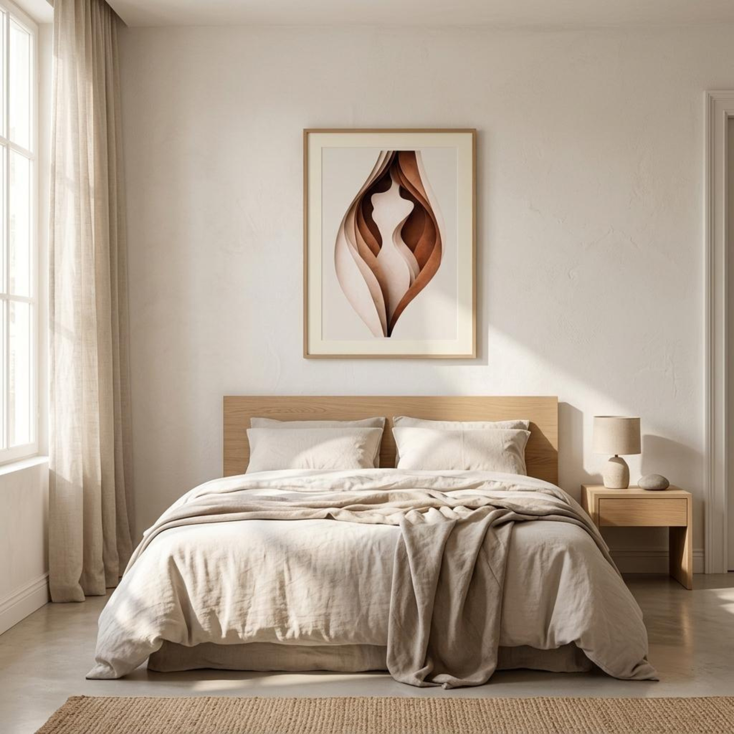 LunarHeartCo BODY CUT III Study Print wall art featuring abstract geometric shapes in black and white on a white background.