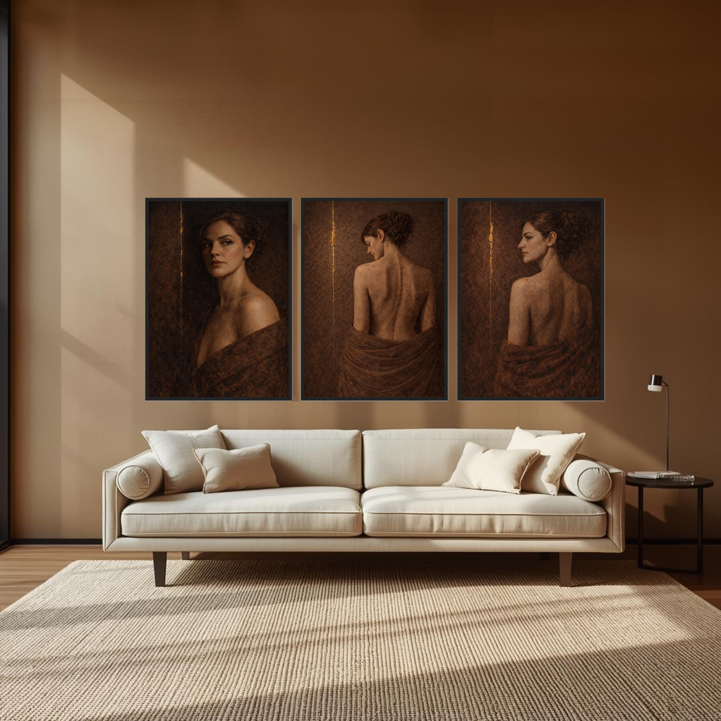 Fault Line — Complete 3-Piece Series, Contemporary Figurative Framed Art (50×70 cm) - LunarHeartCo