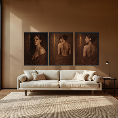 Fault Line — Complete 3-Piece Series, Contemporary Figurative Framed Art (50×70 cm) - LunarHeartCo