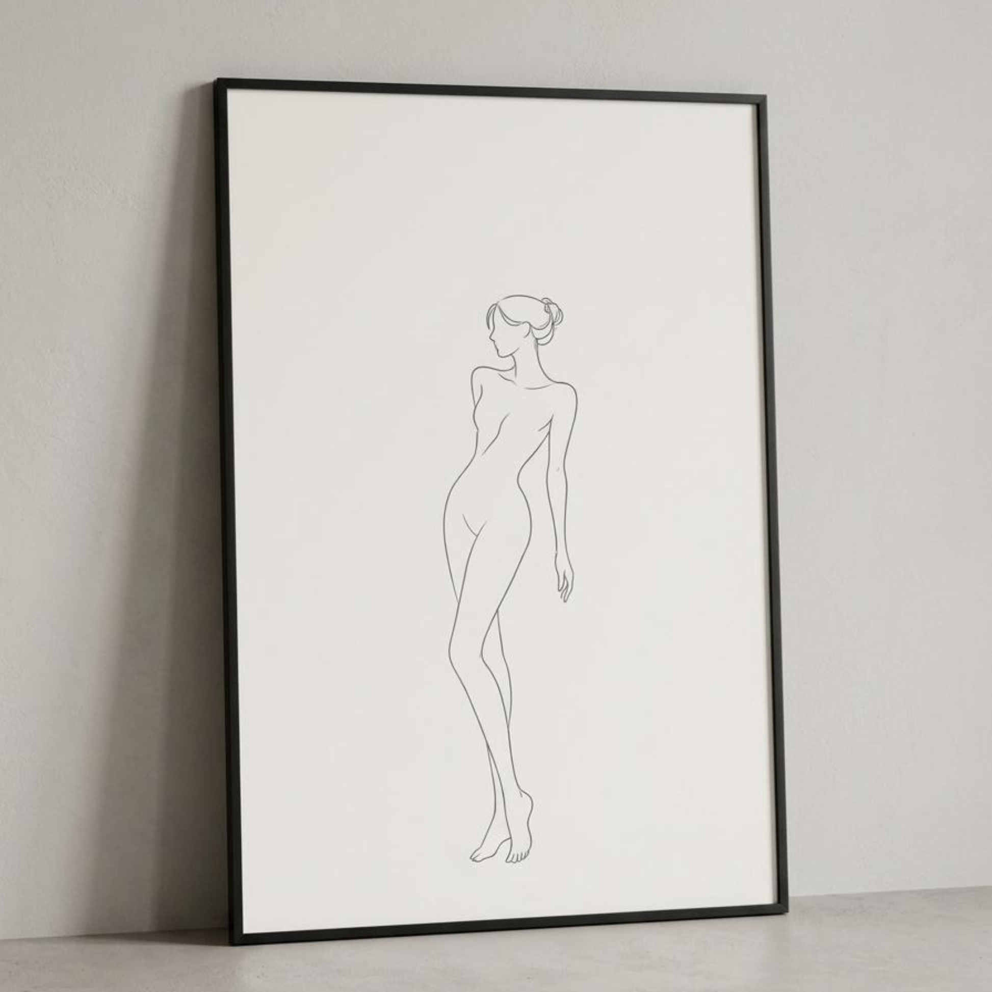 LunarHeartCo LINE STUDY II study print wall art with minimalist black and white line design on white background