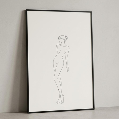 LunarHeartCo LINE STUDY II study print wall art with minimalist black and white line design on white background
