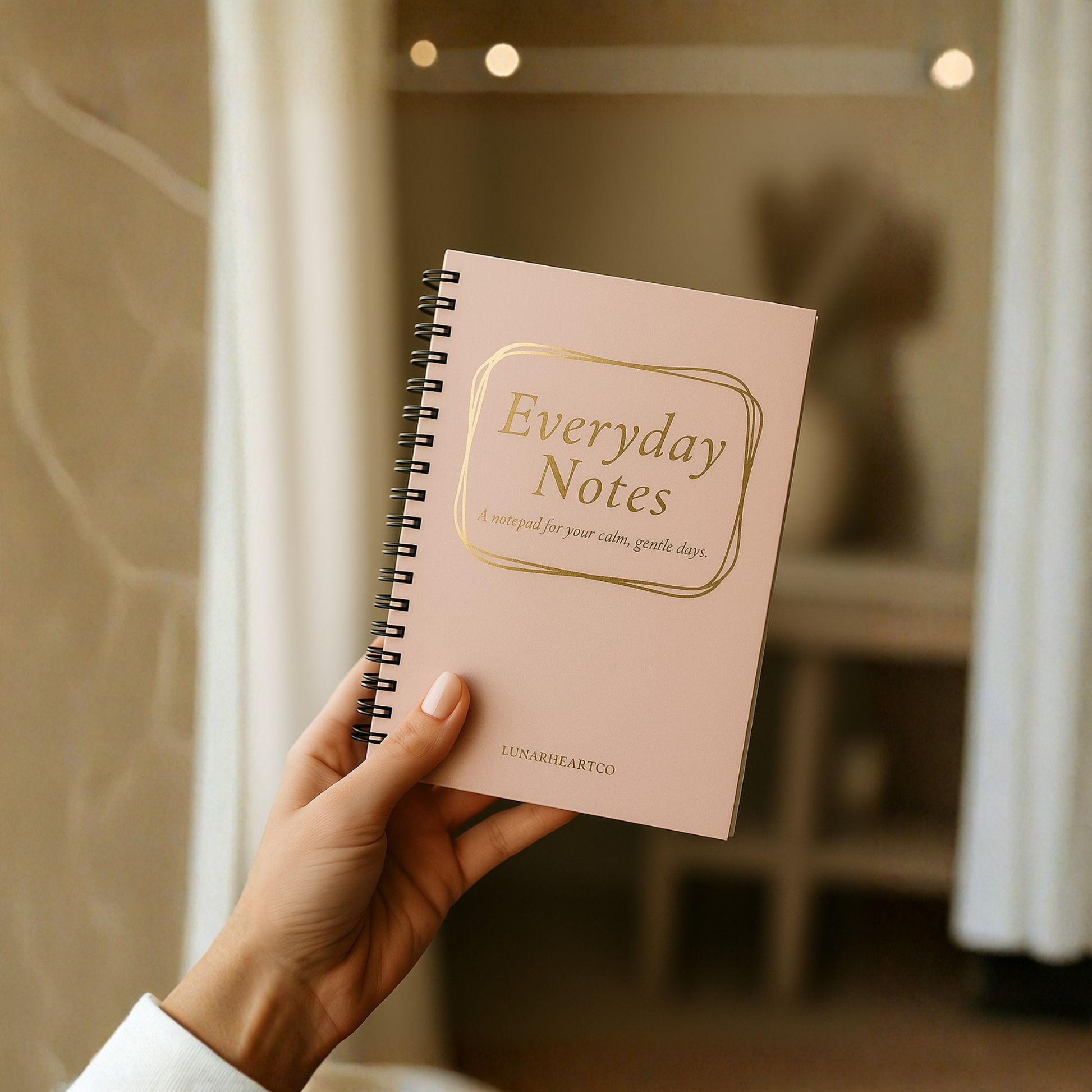 Everyday Notes – A5 Luxury Notepad (100 Pages, Soft Blush, Gold Accents) - LunarHeartCo