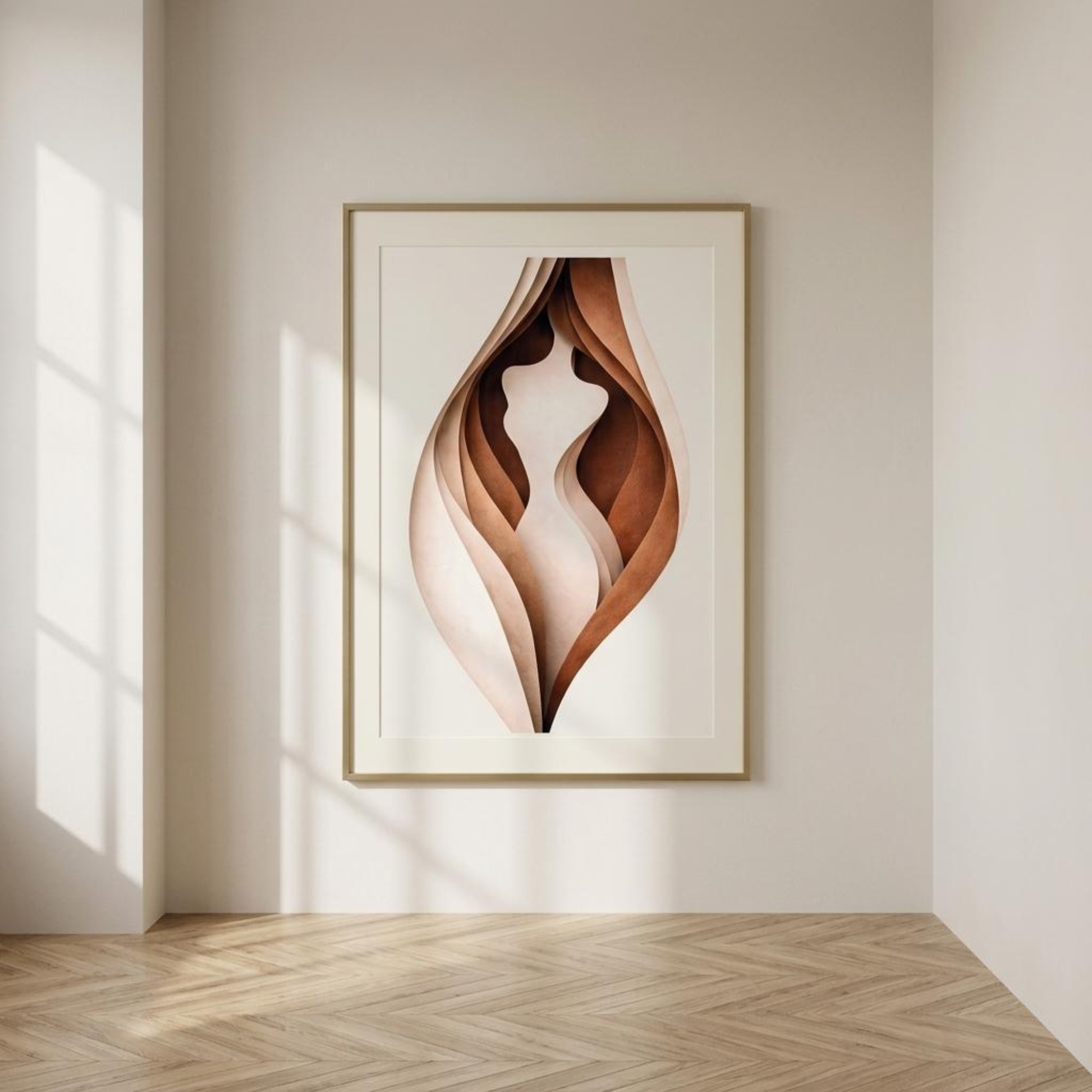 LunarHeartCo Body Cut III Study Print wall art featuring abstract, minimalist design with bold black and white shapes.