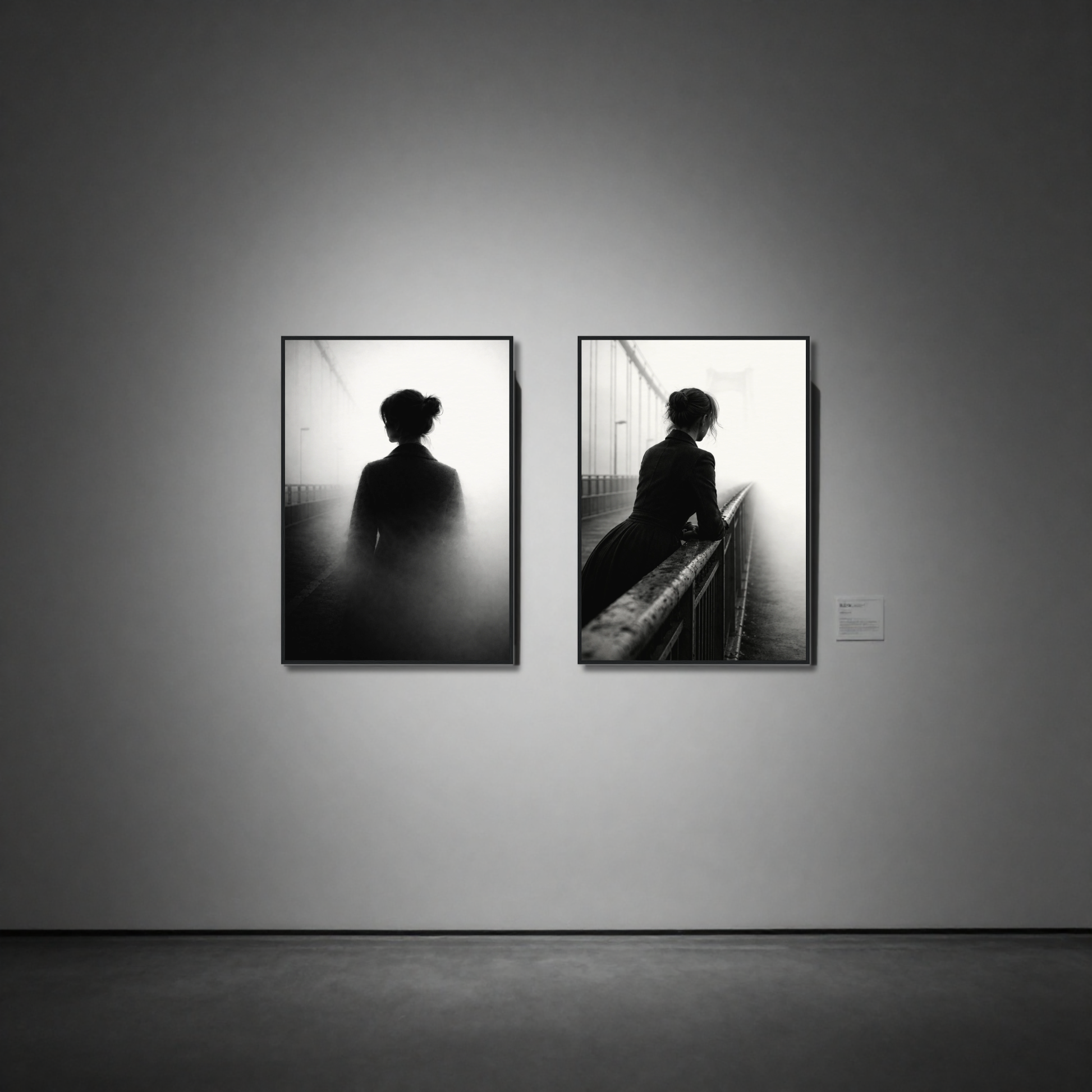 Framed LunarHeartCo Atmosphere Pair art prints featuring abstract dissolution and suspension designs on textured paper.