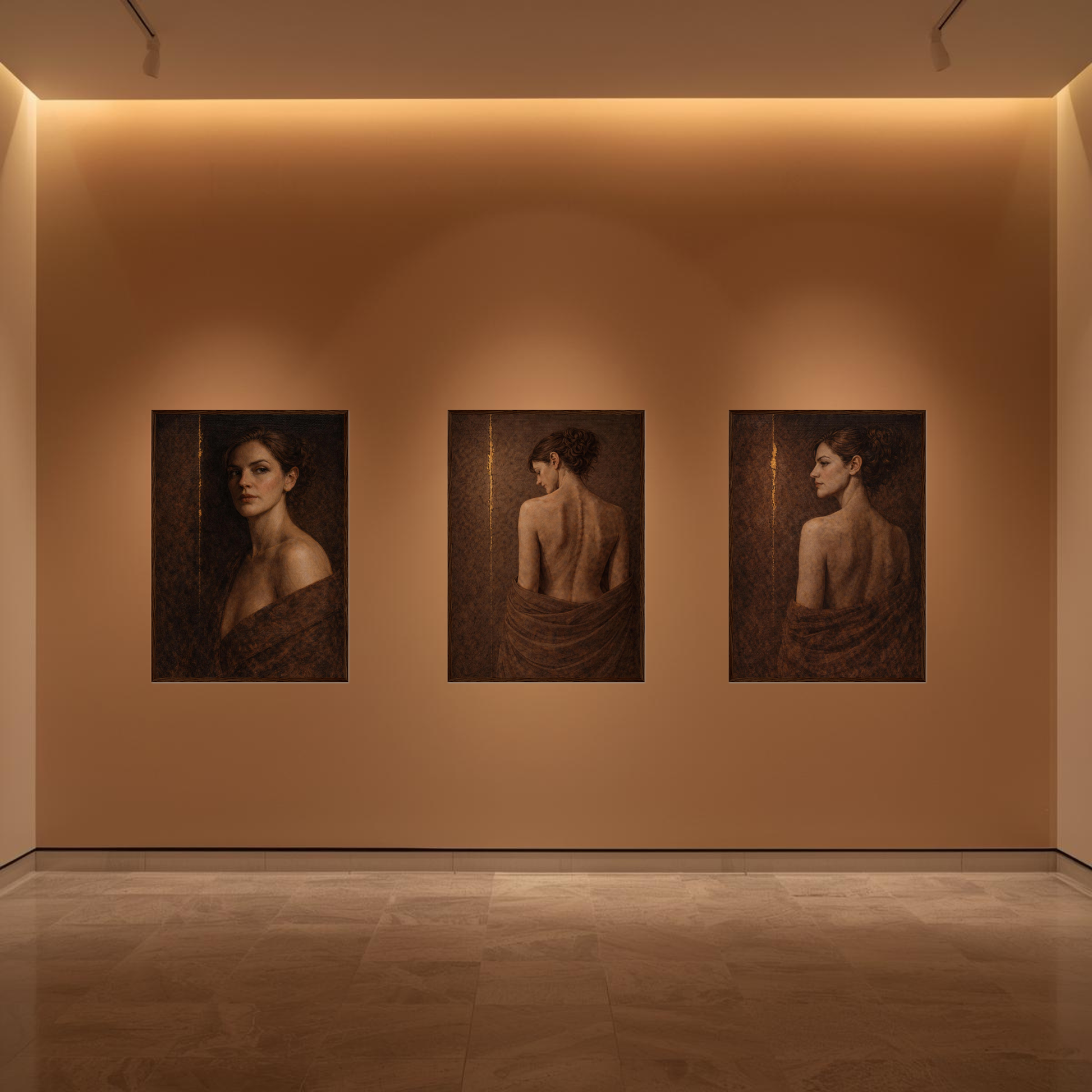 Fault Line — Complete 3-Piece Series, Contemporary Figurative Framed Art (50×70 cm) - LunarHeartCo