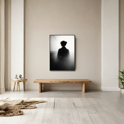 Framed Dissolution editorial fine art print by LunarHeartCo featuring abstract, soft-toned artwork displayed in a sleek frame.