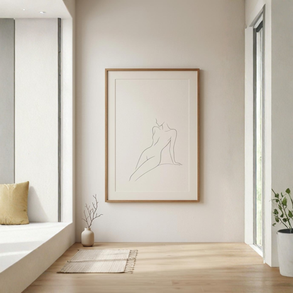 LunarHeartCo LINE STUDY III study print wall art with minimalist line design on white background, suitable for modern decor.
