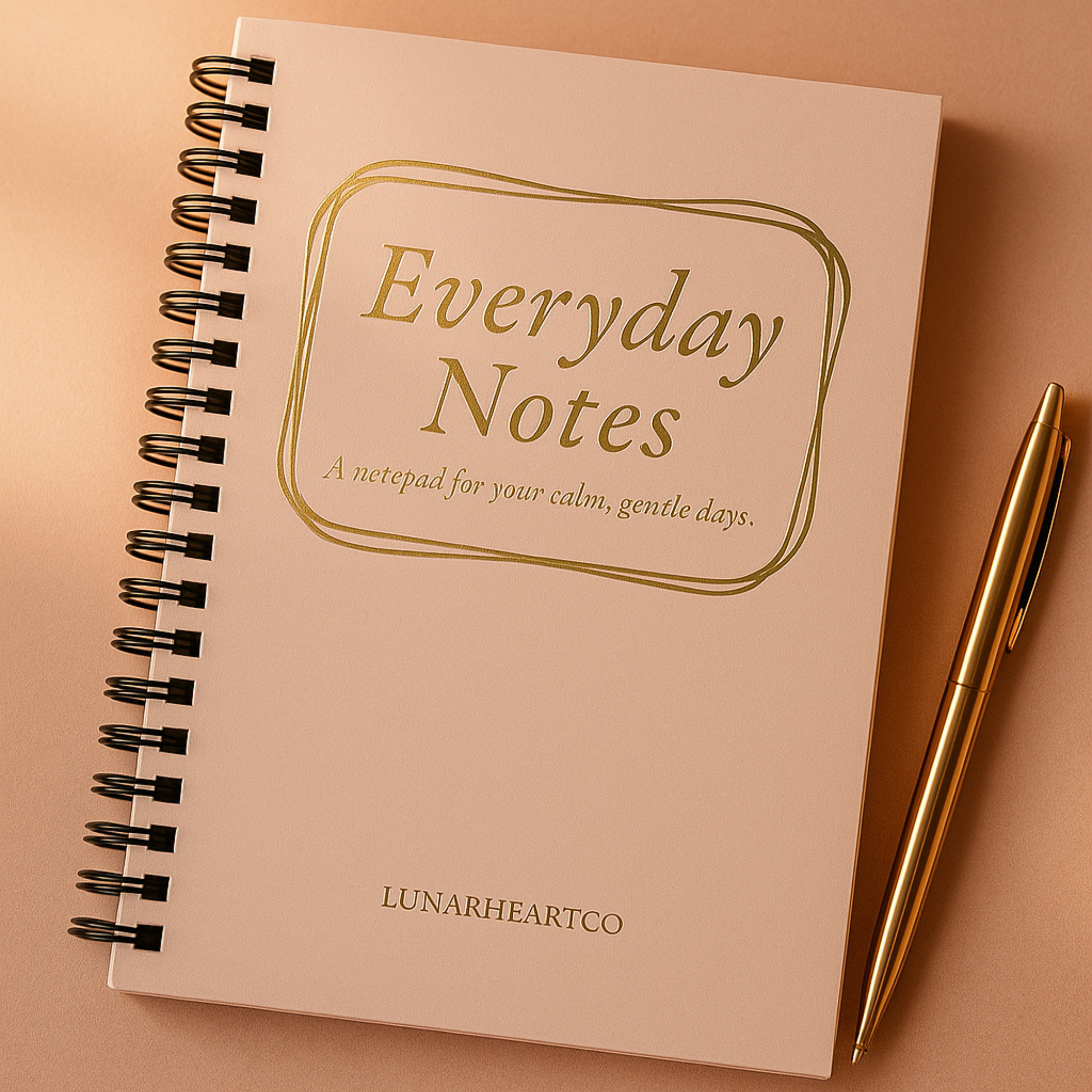 Everyday Notes – A5 Luxury Notepad (100 Pages, Soft Blush, Gold Accents) - LunarHeartCo