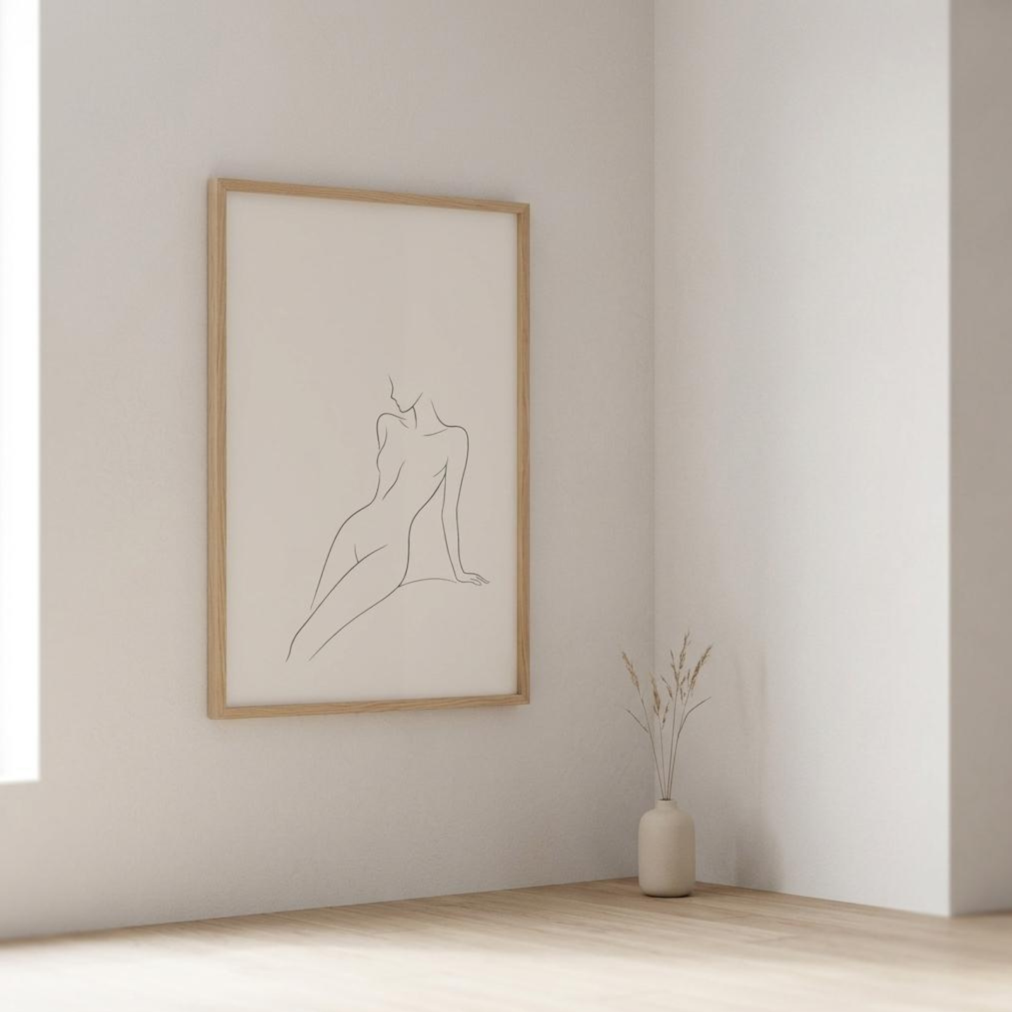 Line Study III wall art print by LunarHeartCo featuring minimalistic line drawing on a neutral background.
