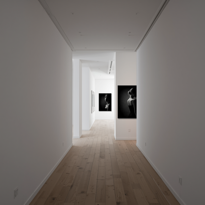 Framed black and white art prints of Muse III and IV from LunarHeartCo's Noir Studies Tension Pair collection.