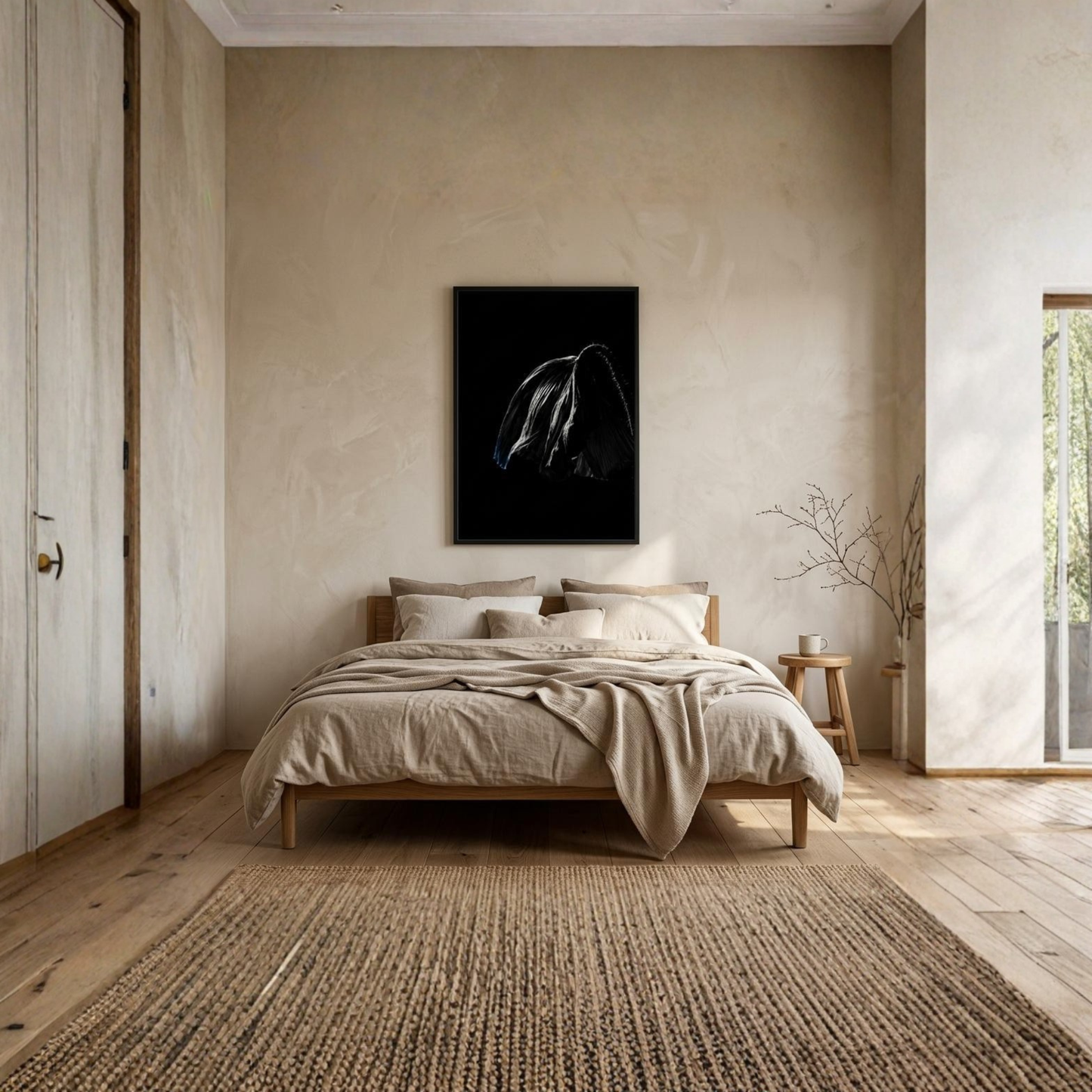 Framed fine art print "DESCENT II — RELEASE" by LunarHeartCo, 50×70 cm, featuring abstract artwork in a sleek frame.
