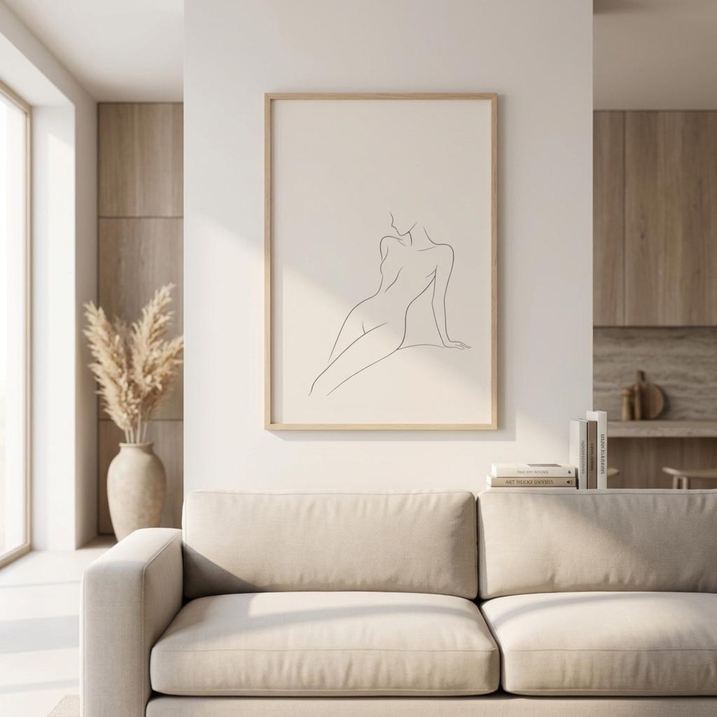 LunarHeartCo LINE STUDY III study print wall art with minimalist black and white line design on white background
