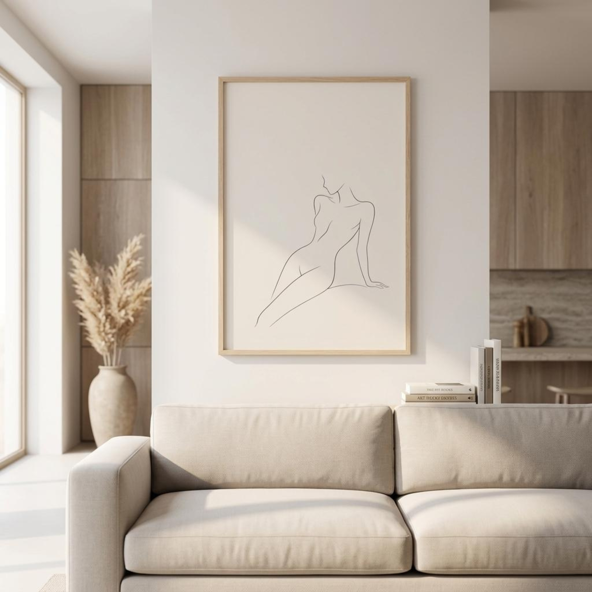 LunarHeartCo LINE STUDY III study print wall art with minimalist black and white line design on white background