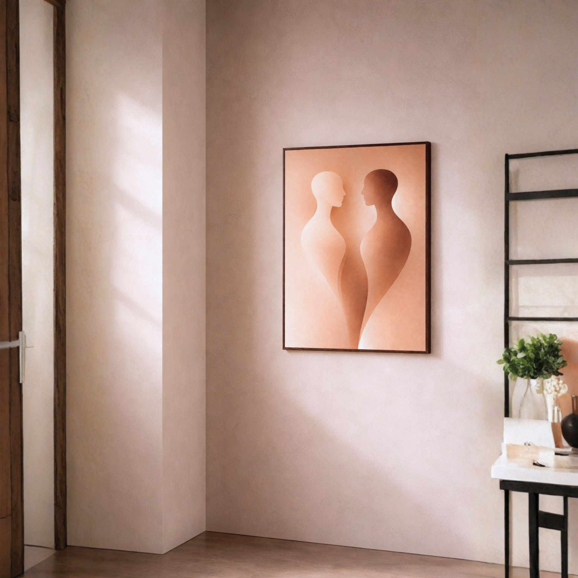 Framed art print titled Internal Form II — Alignment by LunarHeartCo featuring abstract geometric shapes in soft tones.