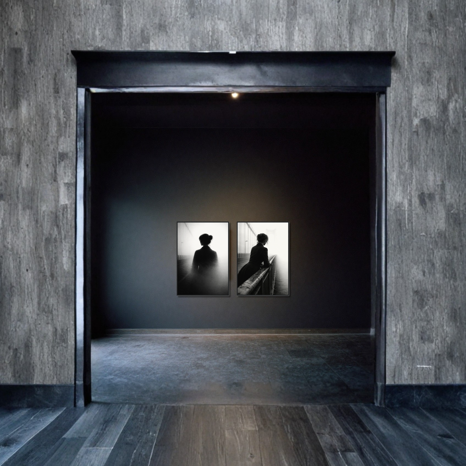 Framed LunarHeartCo Atmosphere Pair art prints titled Dissolution and Suspension featuring abstract, atmospheric fine art images.