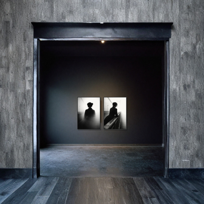 Framed LunarHeartCo Atmosphere Pair art prints titled Dissolution and Suspension featuring abstract, atmospheric fine art images.