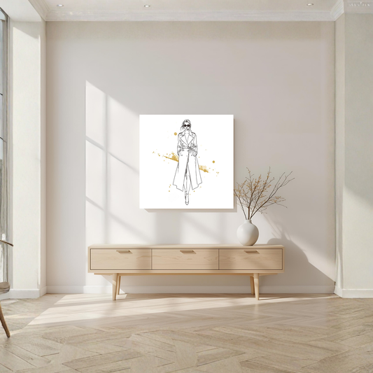 Minimal Line-Art Chic Woman – 16×16 Fashion Canvas Wall Art - LunarHeartCo