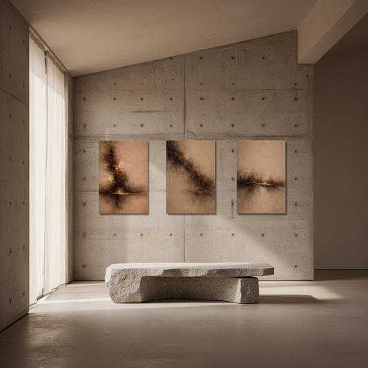 STRATA — Structural Triptych (I, II, III) Canvas, 4cm Gallery Depth - LunarHeartCo