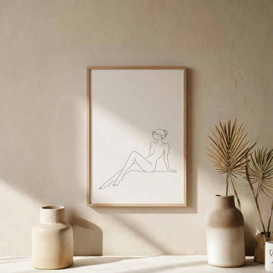 Line Study I study print wall art by LunarHeartCo featuring minimalist black and white line drawings on a white background.