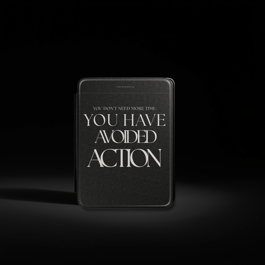 LunarHeartCo Action I Avoided Kindle Case from the Behaviour Series, designed for phones with a sleek, protective cover featuring bold graphics.