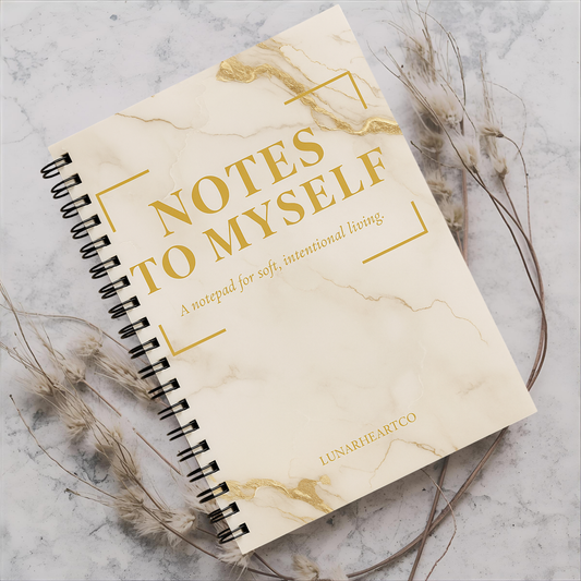 Notes to Myself — A5 Luxury Coil-Bound Notepad (100 Pages, Marble Cream, Gold Accents) (Copy) - LunarHeartCo