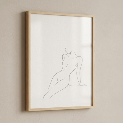 LunarHeartCo LINE STUDY III study print wall art featuring minimalist black and white line design on white background.