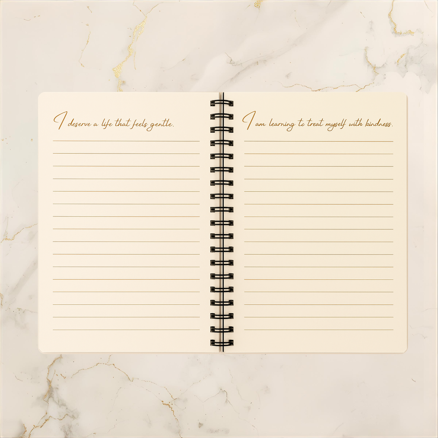 Notes to Myself — A5 Luxury Coil-Bound Notepad (100 Pages, Marble Cream, Gold Accents) (Copy) - LunarHeartCo